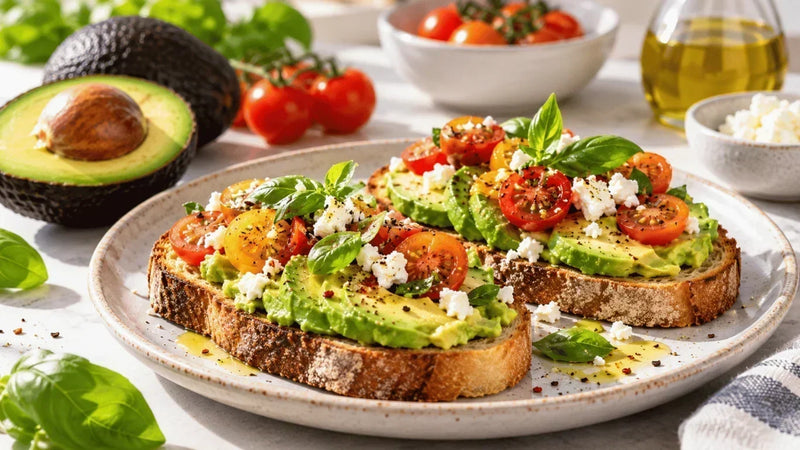 Fresh Avocado Toast with Cherry Tomatoes & Feta