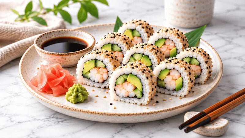 Fresh Avocado & Shrimp Sushi Rolls